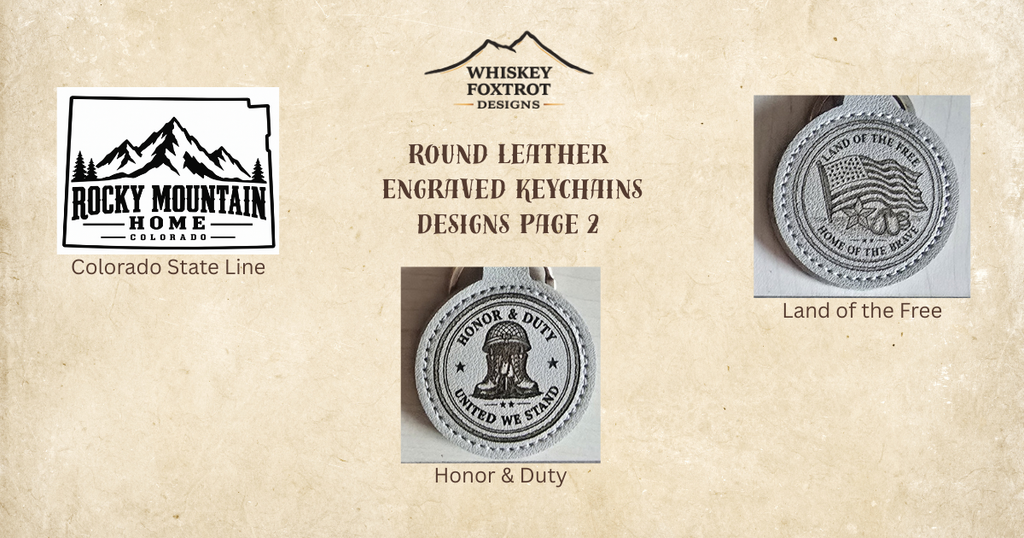 Round Leatherette Engraved Keychains