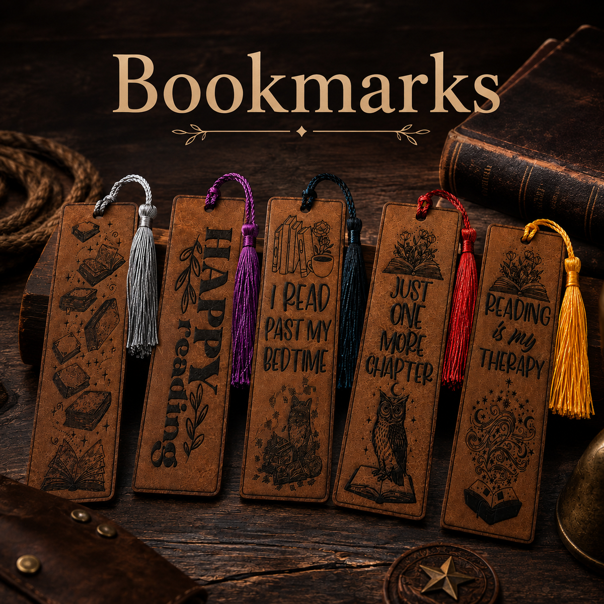 Leatherette & Aluminum Bookmarks