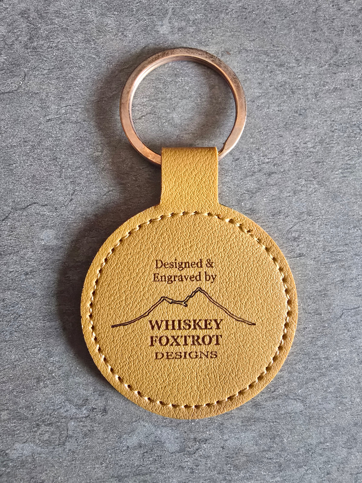 Round Leatherette Engraved Keychains